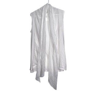 Sleeveless White Drape Front Vest XXL By Stroke Made In Portugal